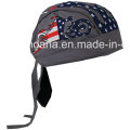 Custom Made Logo Printed Cotton Promotional American Flag Skull Cap Biker Caps Headwrap